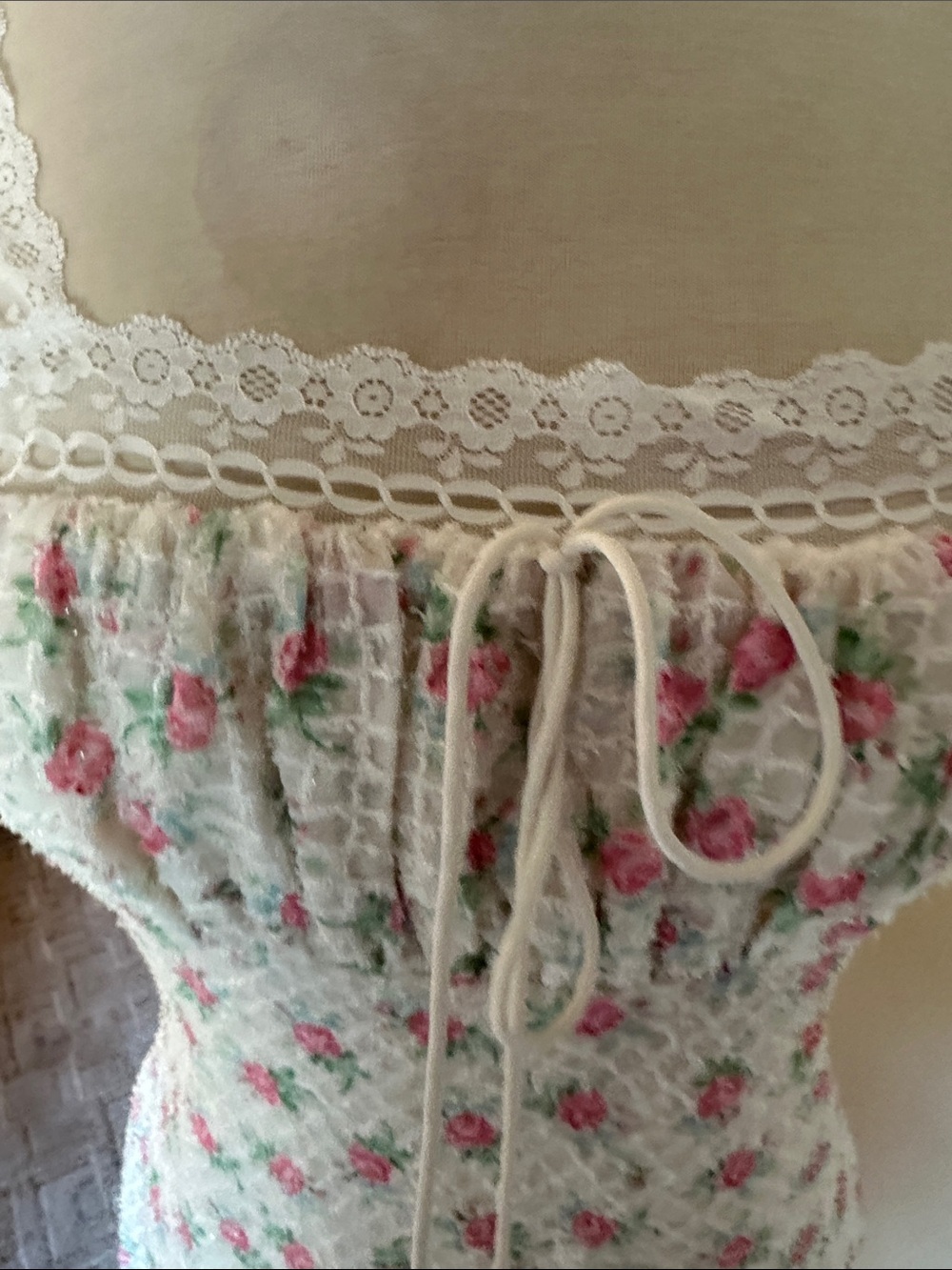 For Love & Lemons Cream Mini Dress with Pink Floral Print - Picture 8 of 13